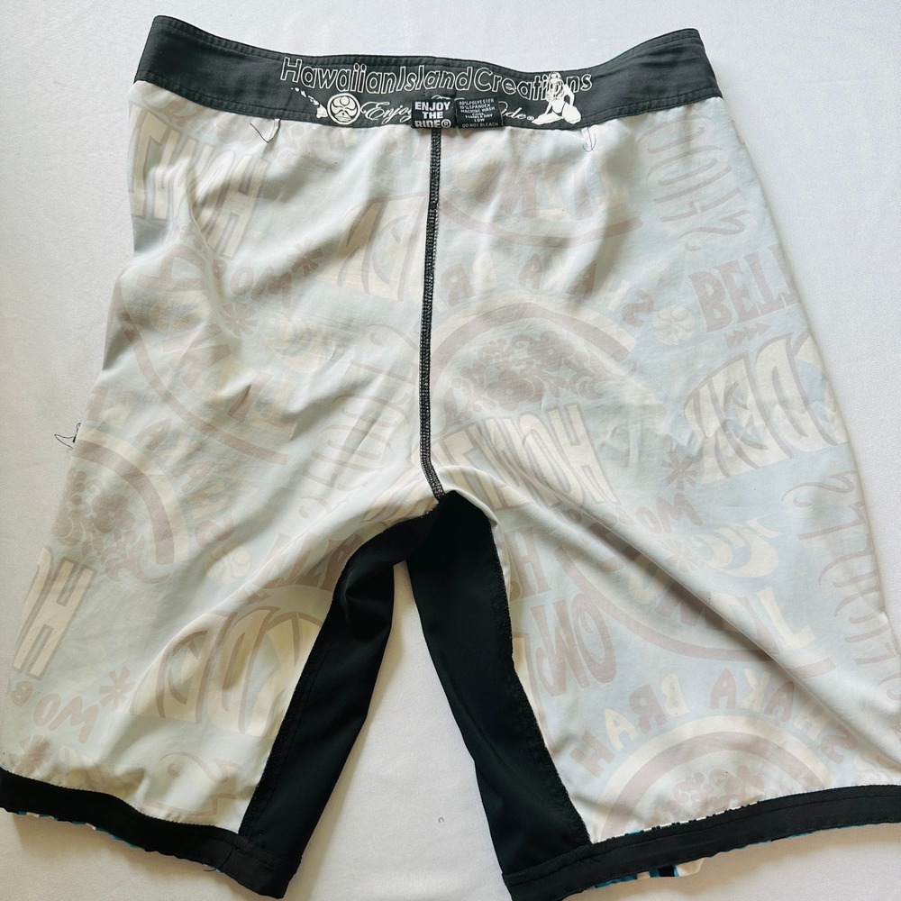 HIC Hawaiian Island Creations Mens Board Shorts 34‎ Howzit Surf Trunks Vacation - Picture 13 of 16